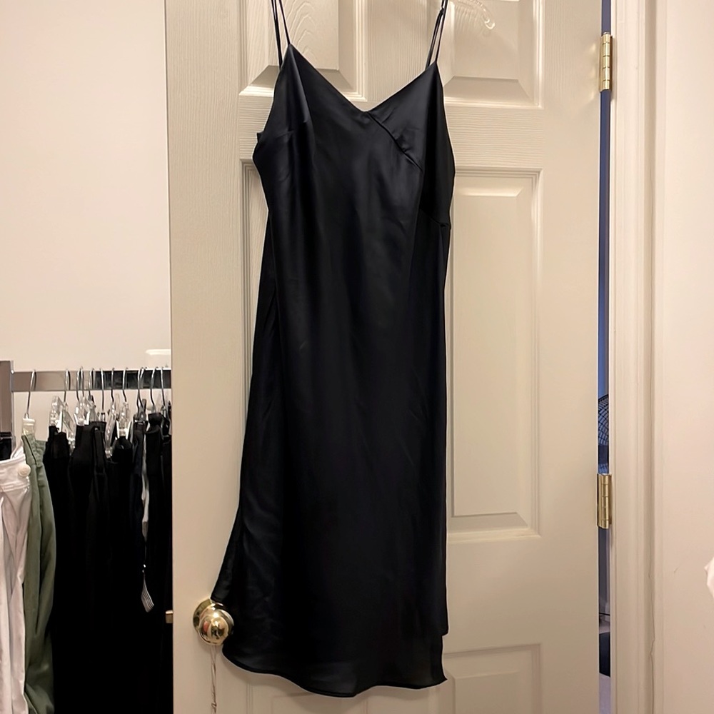 Women’s Black Slip Dress with Spaghetti Straps